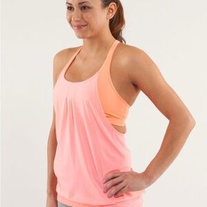 Lululemon Athletica Practice Freely Peach and Coral Tank Top